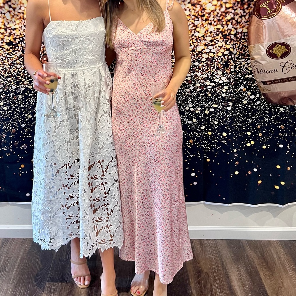 Princess Polly Pink Satin Floral Maxi Dress Size 4 Veronica
